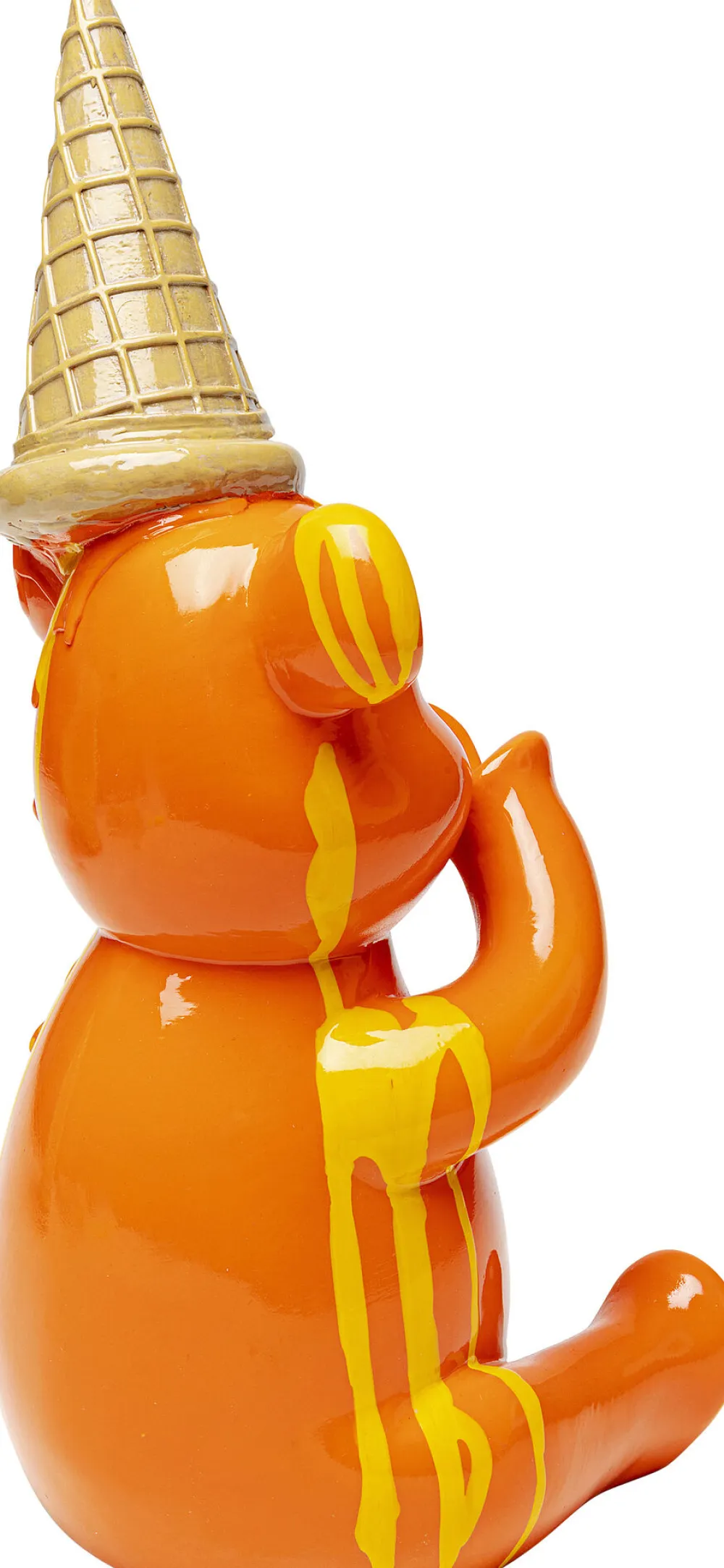 Figurki Dekoracyjne*KARE Design Figurka Dekoracyjna Pomarańczowa Miś Siedzący I Lód 18x37 Cm