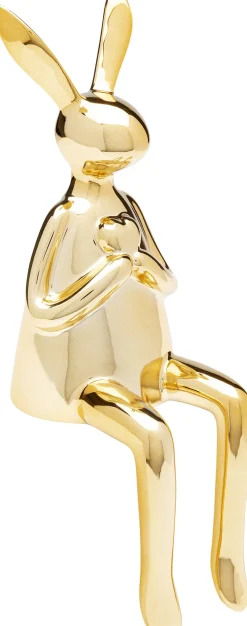 Figurki Dekoracyjne*KARE Design Figurka Dekoracyjna Siedzący Królik Z Sercem Złoty 10x29 Cm