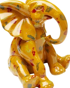 Figurki Dekoracyjne*KARE Design Figurka Dekoracyjna żółta Ze Wzorami Słonik 20x18 Cm