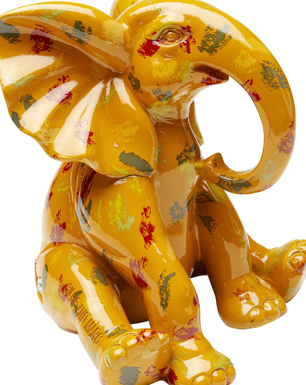 Figurki Dekoracyjne*KARE Design Figurka Dekoracyjna żółta Ze Wzorami Słonik 20x18 Cm