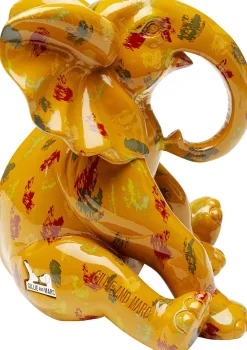 Figurki Dekoracyjne*KARE Design Figurka Dekoracyjna żółta Ze Wzorami Słonik 20x18 Cm