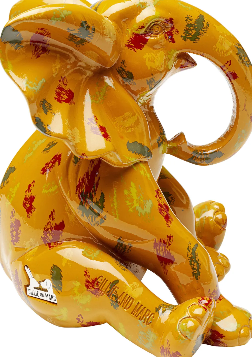 Figurki Dekoracyjne*KARE Design Figurka Dekoracyjna żółta Ze Wzorami Słonik 20x18 Cm