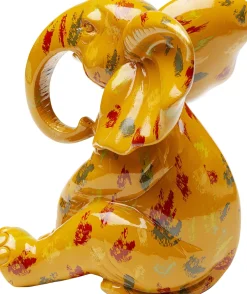 Figurki Dekoracyjne*KARE Design Figurka Dekoracyjna żółta Ze Wzorami Słonik 20x18 Cm