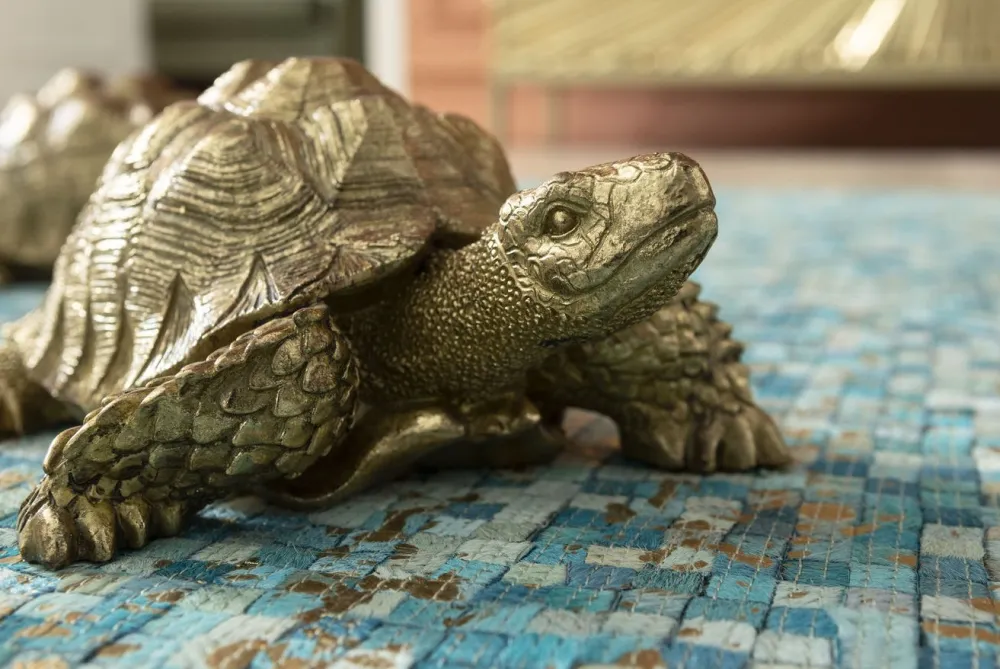 Figurki Dekoracyjne*KARE Design Figurka Dekoracyjna Turtle 26x20 Cm Złota