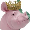 Figurki Dekoracyjne*KARE Design Figurka Dekoracyjna świnia Różowo-zielona Ze Złotą Koroną 34x28 Cm
