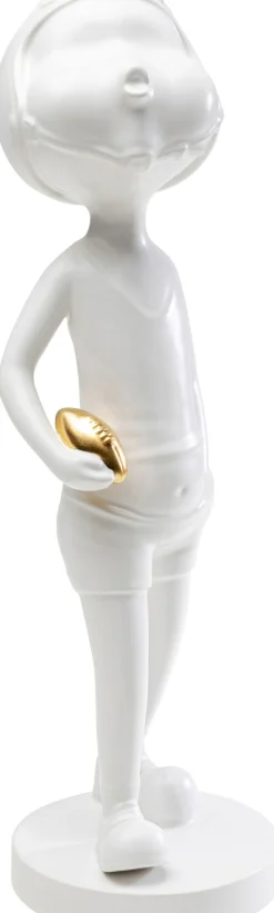 Figurki Dekoracyjne*KARE Design Figurka Dekoracyjna Z Ceramiki Biała 41 Cm Dziewczyna Ze Złotą Piłką