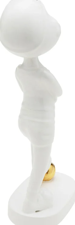 Figurki Dekoracyjne*KARE Design Figurka Dekoracyjna Z Ceramiki Biała 29 Cm Dziewczyna Ze Złotą Piłką