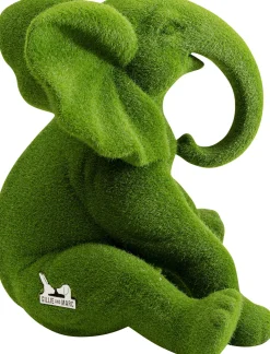 Figurki Dekoracyjne*KARE Design Figurka Dekoracyjna Zielona Tkanina Słonik 20x18 Cm