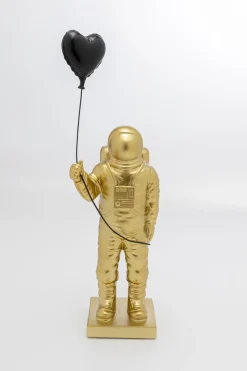 Figurki Dekoracyjne*KARE Design Figurka Dekoracyjna Złoty Astronauta Z Czarnym Balonem 41 Cm