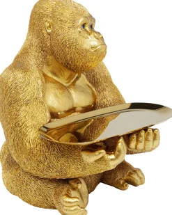 Figurki Dekoracyjne*KARE Design Figurka Dekoracyjna Z Tacą Gorilla Butler 29x37 Cm Złota