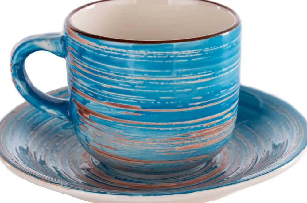 Zastawa Stołowa|Filiżanki*KARE Design Filiżanka 250 Ml Ze Spodkiem Ø15 Cm Swirl Niebieska