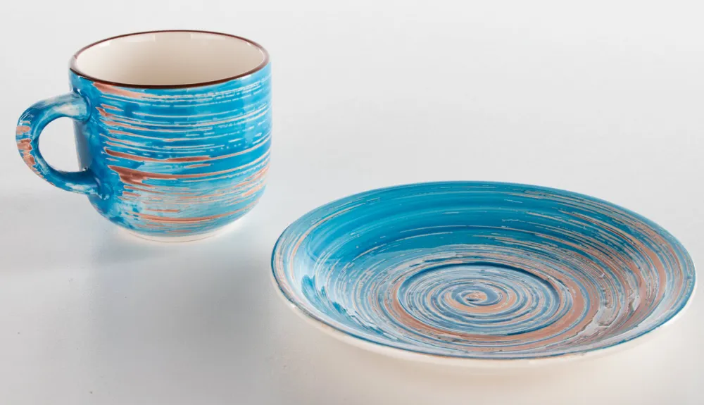 Zastawa Stołowa|Filiżanki*KARE Design Filiżanka 250 Ml Ze Spodkiem Ø15 Cm Swirl Niebieska