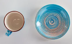 Zastawa Stołowa|Filiżanki*KARE Design Filiżanka 250 Ml Ze Spodkiem Ø15 Cm Swirl Niebieska