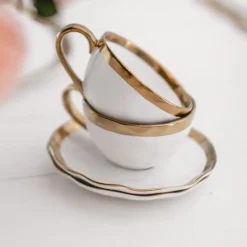 Zastawa Stołowa|Filiżanki*KARE Design Filiżanka Ze Spodkiem Bell 11x15 Cm Biało-złota