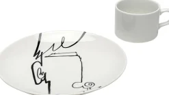 Zastawa Stołowa|Filiżanki*KARE Design Filiżanka Ze Spodkiem Biała Wzory Czarne 160 Ml