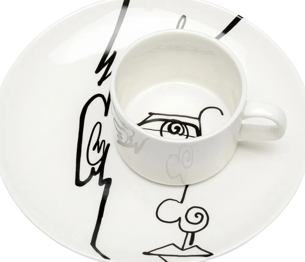 Zastawa Stołowa|Filiżanki*KARE Design Filiżanka Ze Spodkiem Biała Wzory Czarne 160 Ml