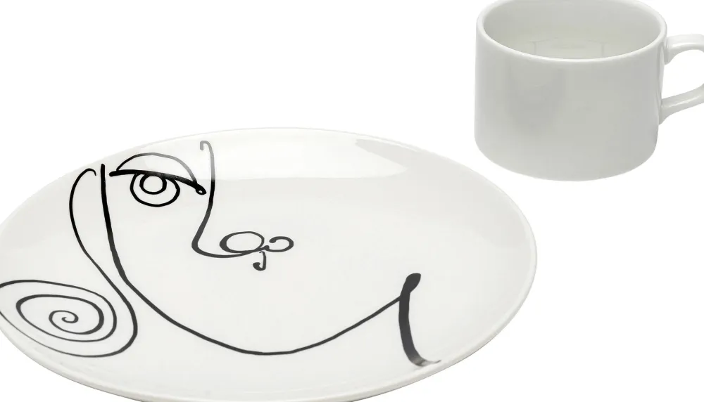 Zastawa Stołowa|Filiżanki*KARE Design Filiżanka Ze Spodkiem Biała #2 Wzory Czarne 160 Ml