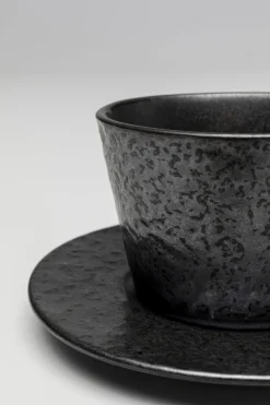 Filiżanki*KARE Design Filiżanka Ze Spodkiem Czarna Kamionkowa 205 Ml