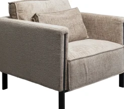 Fotele*KARE Design Fotel Beżowy Do Salonu Z Czarnymi Nogami Ze Stali 90x93 Cm