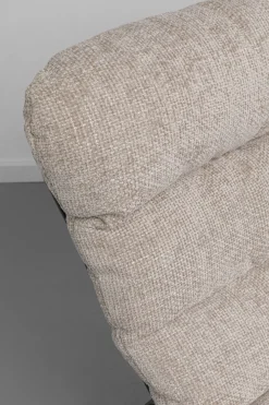 Fotele*KARE Design Fotel Beżowy Z Podnóżkiem Funkcja Bujania Nogi Czarne