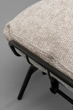 Fotele*KARE Design Fotel Beżowy Z Podnóżkiem Funkcja Bujania Nogi Czarne