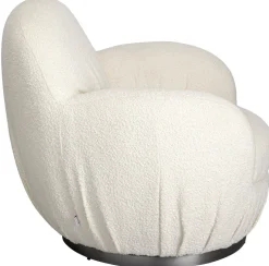 Fotele*KARE Design Fotel Biały Obrotowy Skandynawski Boucle Do Salonu 88x90 Cm