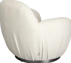 Fotele*KARE Design Fotel Biały Obrotowy Skandynawski Boucle Do Salonu 88x90 Cm