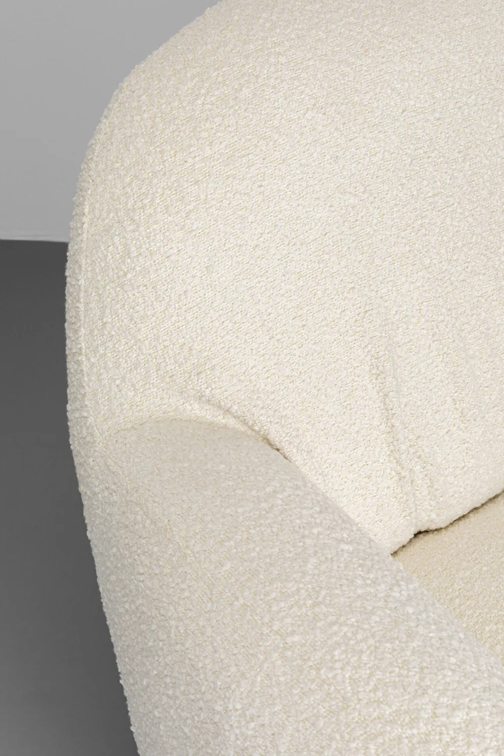 Fotele*KARE Design Fotel Biały Obrotowy Skandynawski Boucle Do Salonu 88x90 Cm