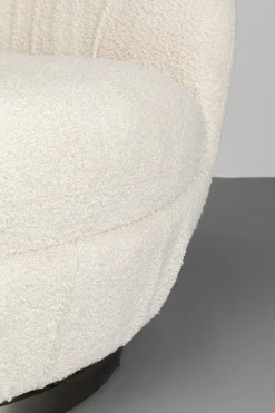 Fotele*KARE Design Fotel Biały Obrotowy Skandynawski Boucle Do Salonu 88x90 Cm