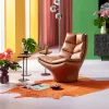 Fotele*KARE Design Fotel Brązowy Pikowany Skóra Semianilinowa 86x96 Cm