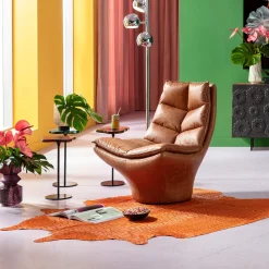 Fotele*KARE Design Fotel Brązowy Pikowany Skóra Semianilinowa 86x96 Cm