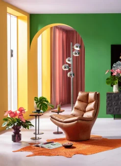 Fotele*KARE Design Fotel Brązowy Pikowany Skóra Semianilinowa 86x96 Cm