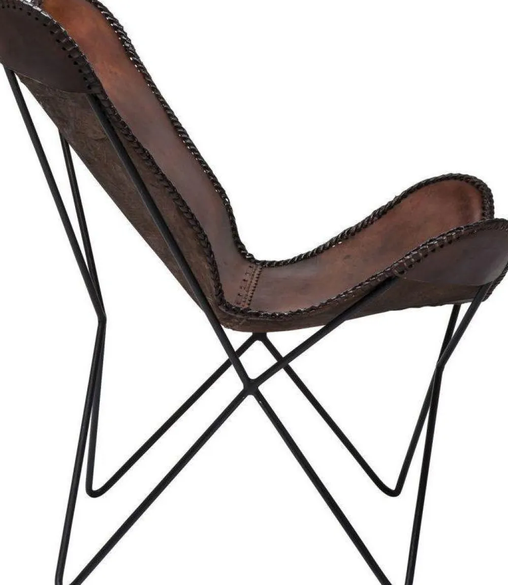 Fotele*KARE Design Fotel Butterfly Econo 80x87 Cm Brązowy
