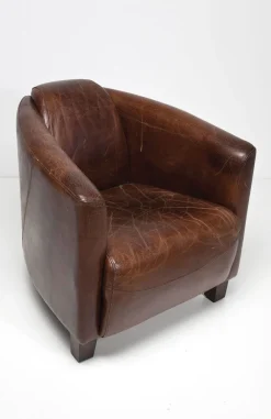 Fotele*KARE Design Fotel Cigar Lounge 72x70 Cm Brązowy Skóra Naturalna