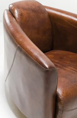 Fotele*KARE Design Fotel Cigar Lounge 72x70 Cm Brązowy Skóra Naturalna