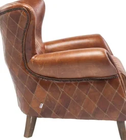 Fotele*KARE Design Fotel Country Side 83x90 Cm Brązowy Skóra Naturalna