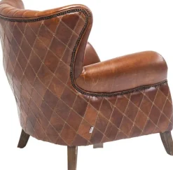 Fotele*KARE Design Fotel Country Side 83x90 Cm Brązowy Skóra Naturalna