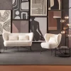 Fotele*KARE Design Fotel Do Salonu Biały Boucle Nogi Czarne Stalowe 80x83 Cm
