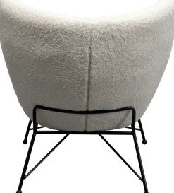 Fotele*KARE Design Fotel Do Salonu Biały Boucle Nogi Czarne Stalowe 80x83 Cm