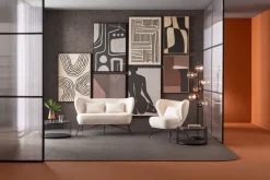 Fotele*KARE Design Fotel Do Salonu Biały Boucle Nogi Czarne Stalowe 80x83 Cm