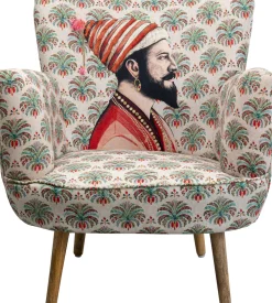 Fotele*KARE Design Fotel Do Salonu Kolorowy Maharadża Nogi Drewno Mango 79x78 Cm