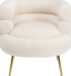 Fotele*KARE Design Fotel Do Salonu Nowoczesny Tkanina Pluszowa Biała Nogi Złote 74x78 Cm
