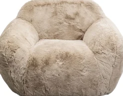 Fotele*KARE Design Fotel Duży Kremowy Tkanina Futrzana 105 Cm