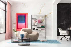 Fotele*KARE Design Fotel Duży Kremowy Tkanina Futrzana 105 Cm