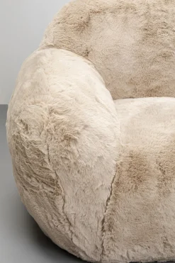 Fotele*KARE Design Fotel Duży Kremowy Tkanina Futrzana 105 Cm