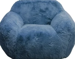 Fotele*KARE Design Fotel Duży Niebieski Tkanina Futrzana 105 Cm