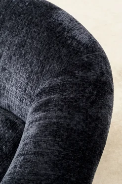 Fotele*KARE Design Fotel Duży Obrotowy Tapicerka Szaroniebieska Nogi Czarne 82x95 Cm