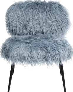 Fotele*KARE Design Fotel Futrzak Niebieskoszary Nogi Czarne Stalowe 63x78 Cm
