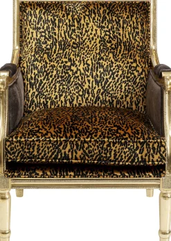 Fotele*KARE Design Fotel Glamour Do Salonu Panterka Rama Złota 70x98 Cm
