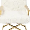 Fotele*KARE Design Fotel Mr. Fluffy 68x87 Cm Biało-złoty